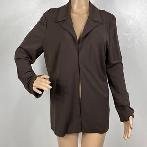Talbots Coffee Brown Hook & Loop Closure Long Sleeve Cardigan Jacket